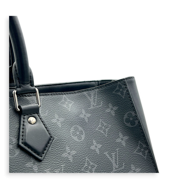 Grand Sac Tote Top Handle Bag Black in Monogram Coated Canvas, Silver hardware