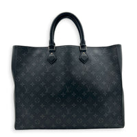 Grand Sac Tote Top Handle Bag Black in Monogram Coated Canvas, Silver hardware