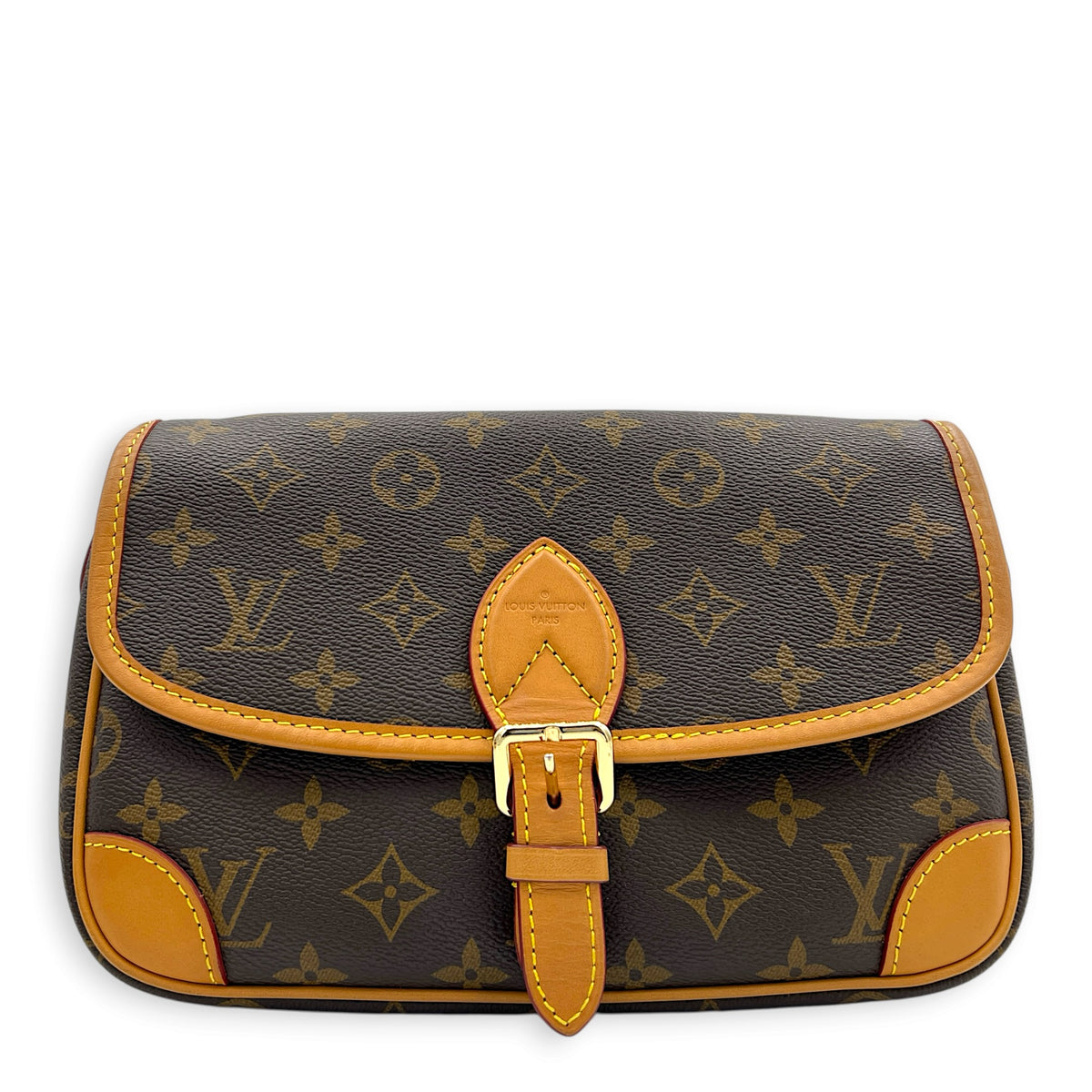Diane Brown Shoulder Bag in Monogram Coated Canvas, Gold hardware