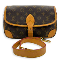 Diane Brown Shoulder Bag in Monogram Coated Canvas, Gold hardware