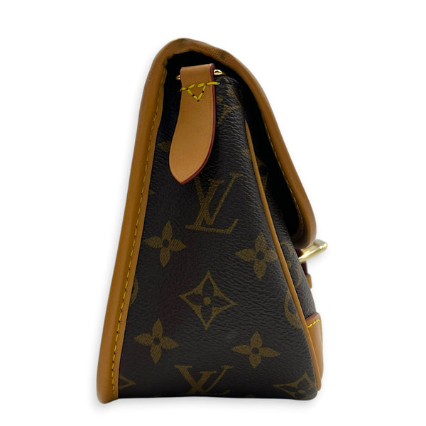 Diane Brown Shoulder Bag in Monogram Coated Canvas, Gold hardware