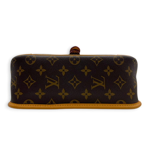 Diane Brown Shoulder Bag in Monogram Coated Canvas, Gold hardware