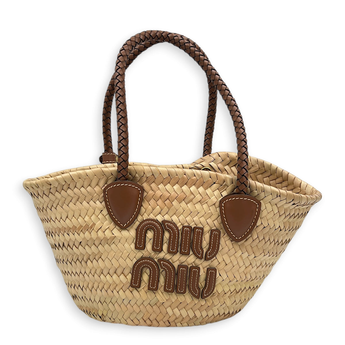 Palmito Brown Top Handle Bag in Raffia, Gold hardware
