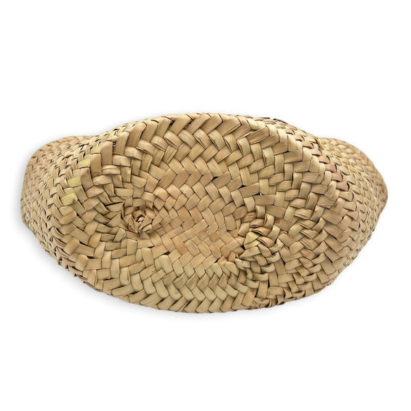 Palmito Brown Top Handle Bag in Raffia, Gold hardware