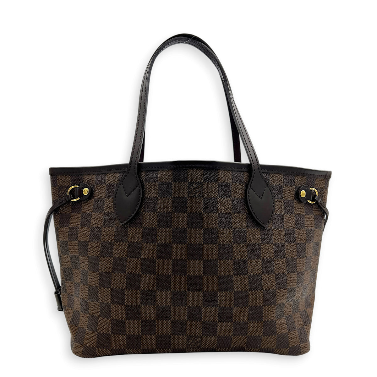 Neverfull Tote Bag PM Damier Ebene in Coated Canvas, Gold hardware