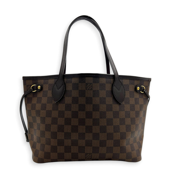 Neverfull Tote Bag PM Damier Ebene in Coated Canvas, Gold hardware