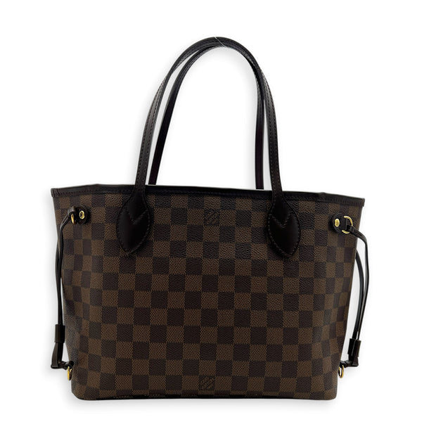 Neverfull Tote Bag PM Damier Ebene in Coated Canvas, Gold hardware