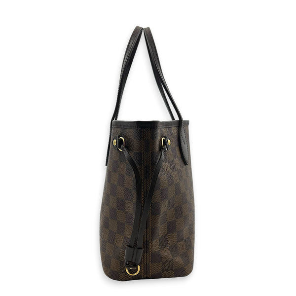 Neverfull Tote Bag PM Damier Ebene in Coated Canvas, Gold hardware