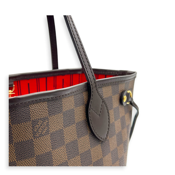 Neverfull Tote Bag PM Damier Ebene in Coated Canvas, Gold hardware