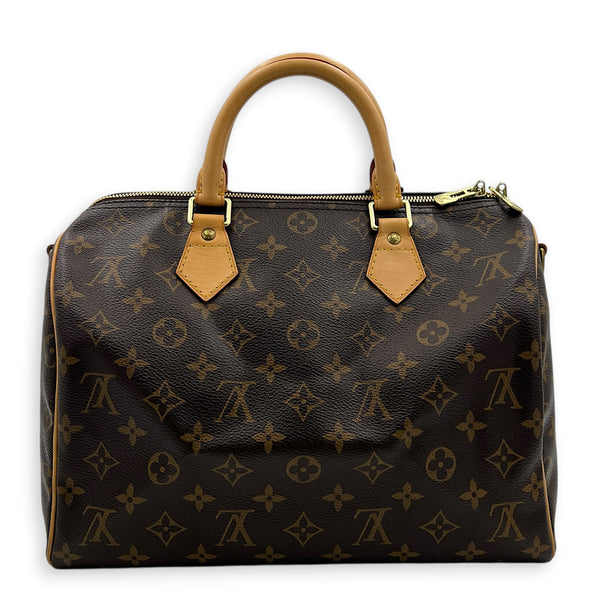 Speedy Bandouliere Top Handle Bag 30 Brown in Monogram Coated Canvas, Gold hardware