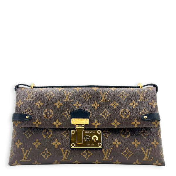 Triangle Shoulder Bag PM Brown in Monogram Coated Canvas, Gold hardware