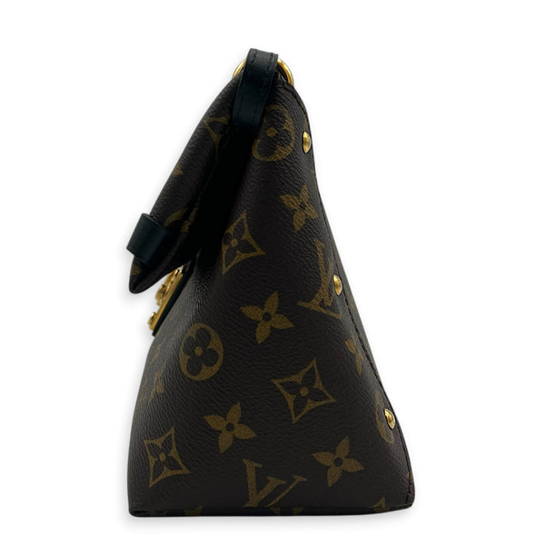 Triangle Shoulder Bag PM Brown in Monogram Coated Canvas, Gold hardware