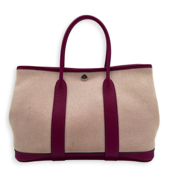 Garden Party 30 Rose Pourpre Toile Tote Bag in Canvas, Palladium hardware