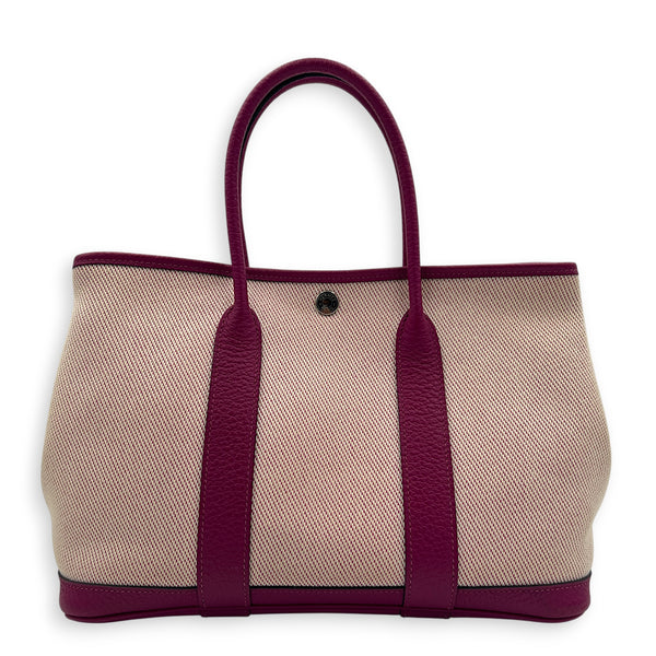 Garden Party 30 Rose Pourpre Toile Tote Bag in Canvas, Palladium hardware