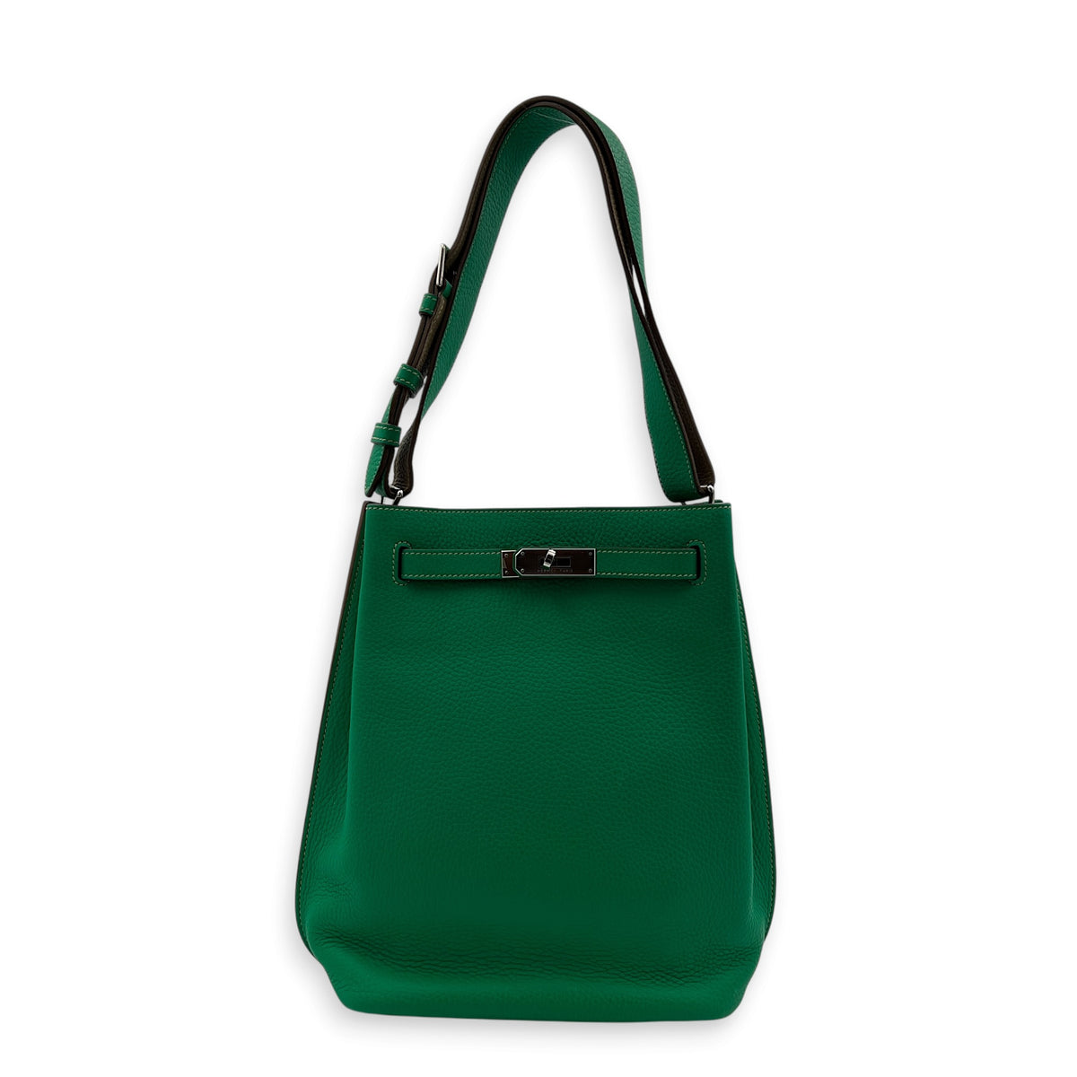 So Kelly Eclat 22 Vert Menthe / Gris Perle Shoulder Bag in Togo, Palladium hardware