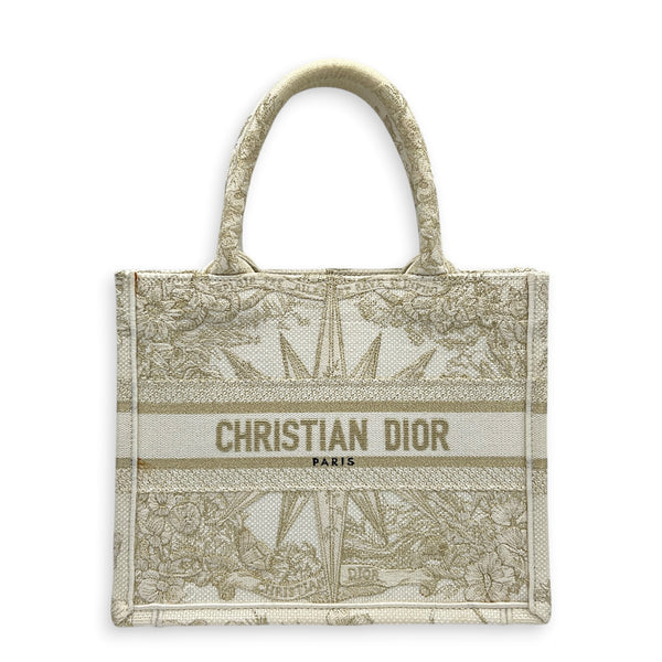 Book Tote Small White Top Handle Bag in Jacquard