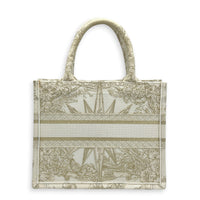 Book Tote Small White Top Handle Bag in Jacquard