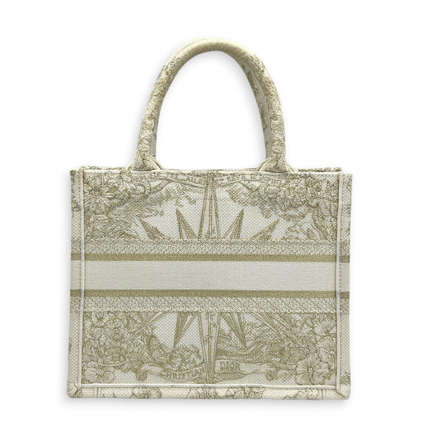Book Tote Small White Top Handle Bag in Jacquard
