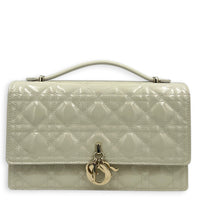 My Dior Top Handle Bag White in Patent Leather, Light Gold hardware