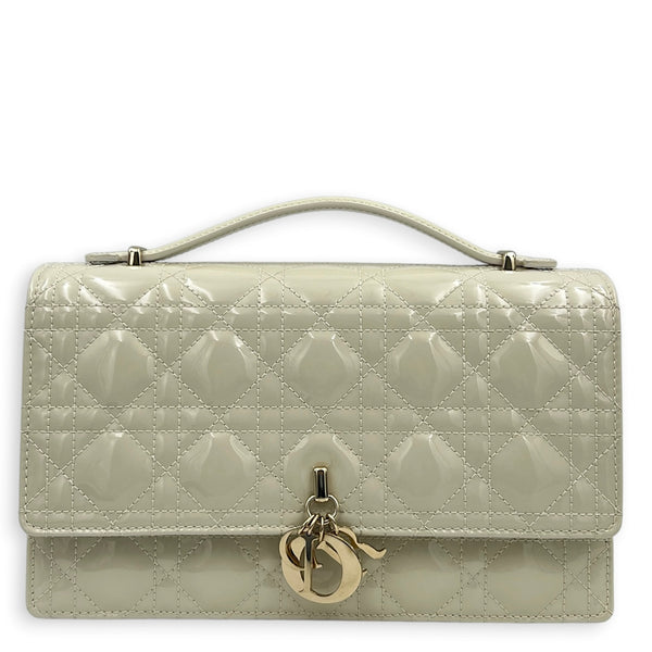 My Dior Top Handle Bag White in Patent Leather, Light Gold hardware