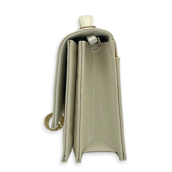 My Dior Top Handle Bag White in Patent Leather, Light Gold hardware