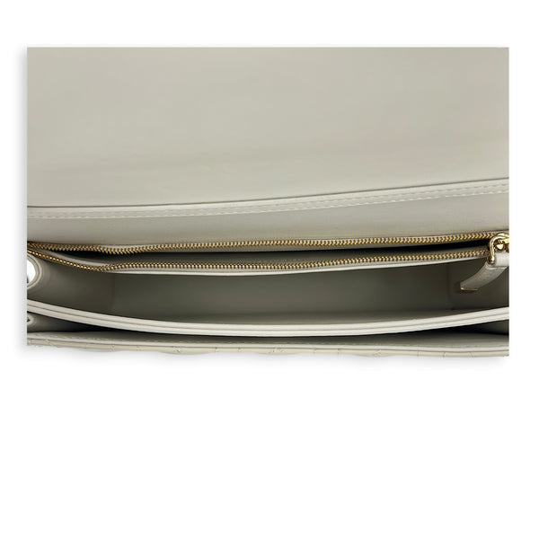 My Dior Top Handle Bag White in Patent Leather, Light Gold hardware