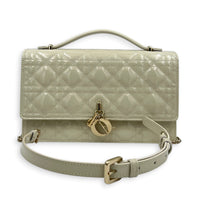 My Dior Top Handle Bag White in Patent Leather, Light Gold hardware