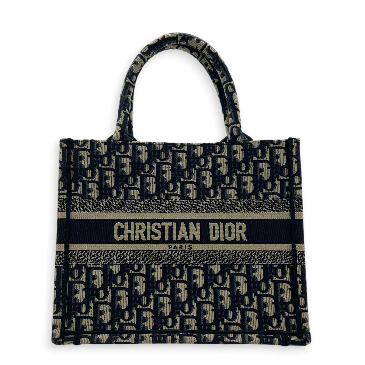 Book Tote Small Blue Top Handle Bag in Jacquard