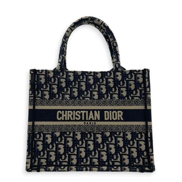 Book Tote Small Blue Top Handle Bag in Jacquard
