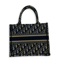 Book Tote Small Blue Top Handle Bag in Jacquard
