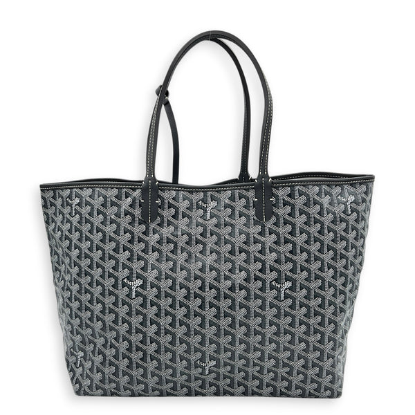 Saint Louis PM Grey Tote Bag in Coated Canvas, Silver hardware