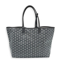 Saint Louis PM Grey Tote Bag in Coated Canvas, Silver hardware