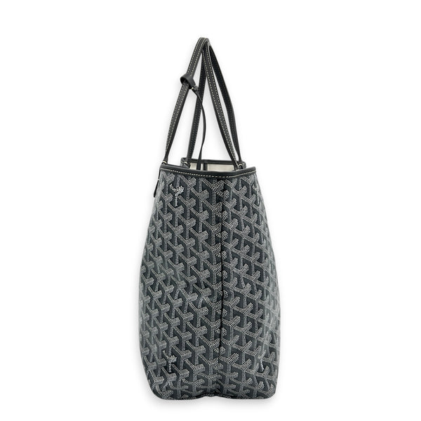 Saint Louis PM Grey Tote Bag in Coated Canvas, Silver hardware
