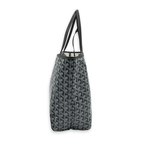 Saint Louis PM Grey Tote Bag in Coated Canvas, Silver hardware