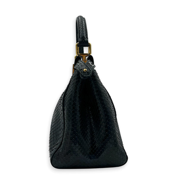 Peekaboo Top Handle Bag Mini Blue in Python Leather, Gold hardware