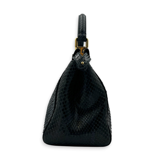 Peekaboo Top Handle Bag Mini Blue in Python Leather, Gold hardware