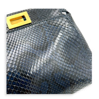 Peekaboo Top Handle Bag Mini Blue in Python Leather, Gold hardware