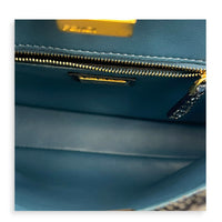Peekaboo Top Handle Bag Mini Blue in Python Leather, Gold hardware