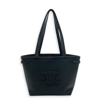 Anais Small Black Tote Bag in Calfskin, Gold hardware
