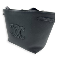 Anais Small Black Tote Bag in Calfskin, Gold hardware