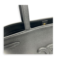 Anais Small Black Tote Bag in Calfskin, Gold hardware