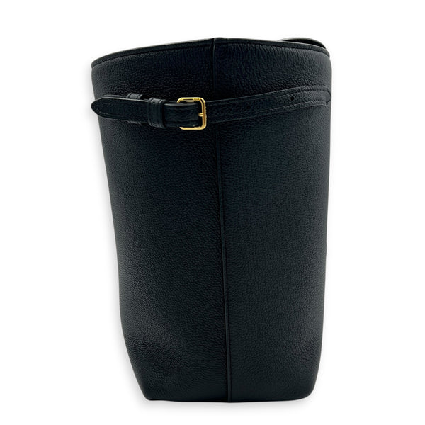 Anais Small Black Tote Bag in Calfskin, Gold hardware
