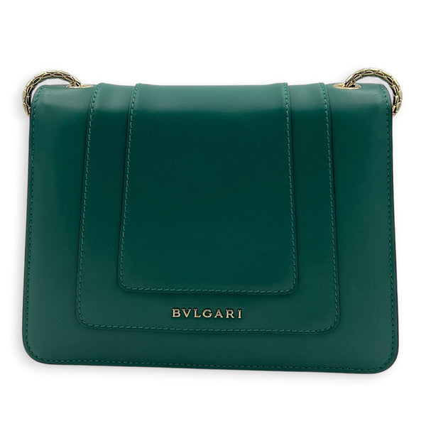 Serpenti Forever Crossbody Bag Green in Calfskin, Gold hardware
