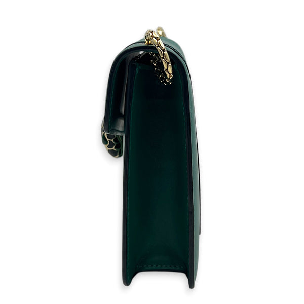 Serpenti Forever Crossbody Bag Green in Calfskin, Gold hardware
