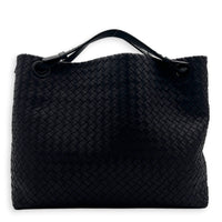 Intrecciato Tote Bag Black in Intrecciato Leather, Silver hardware
