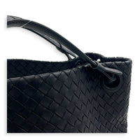 Intrecciato Tote Bag Black in Intrecciato Leather, Silver hardware