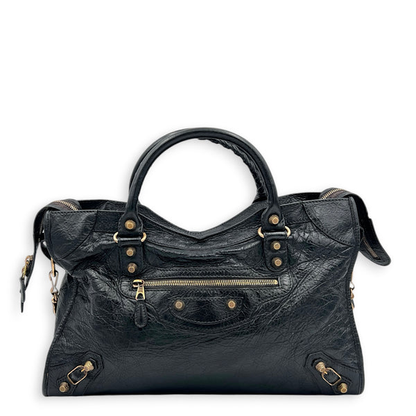 City Black (recoloured) Shoulder Bag in Calfskin, Rose Gold hardware
