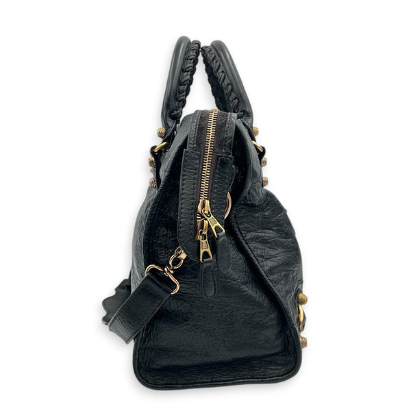 City Black (recoloured) Shoulder Bag in Calfskin, Rose Gold hardware