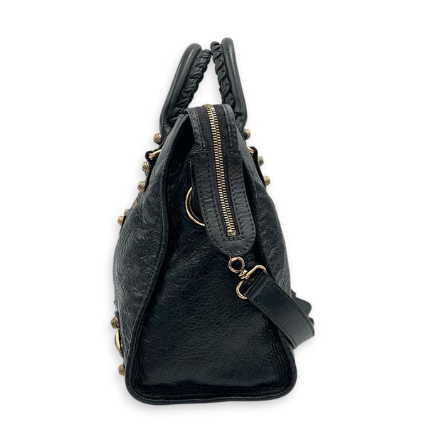 City Black (recoloured) Shoulder Bag in Calfskin, Rose Gold hardware