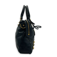 Town Blue Top Handle Bag in Calfskin, Gold hardware